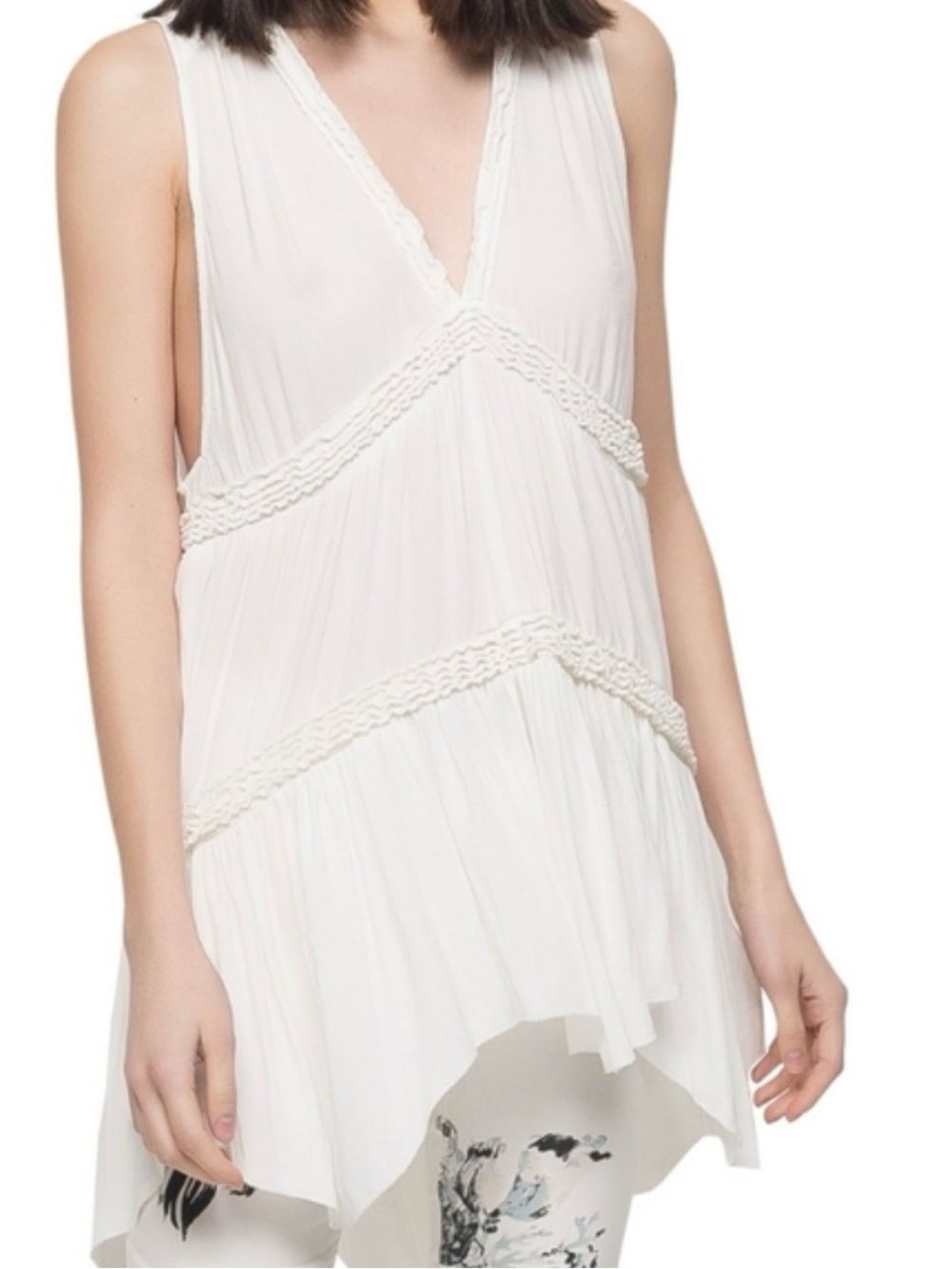 Free People Voile and Lace Trapeze Slip Dress in White size small cottagecore